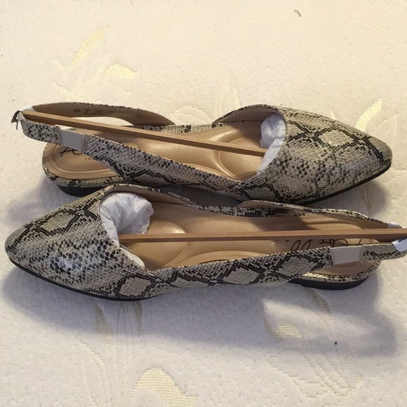 NWT, NIB, fauxTan Snake SLINGBACK FLATS,SIZE 8M,Abella True Comfort,Knit Fabric - Picture 9 of 14